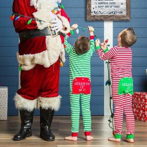 Christmas Butt Flap Naughty or Nice Pajamas Size 8